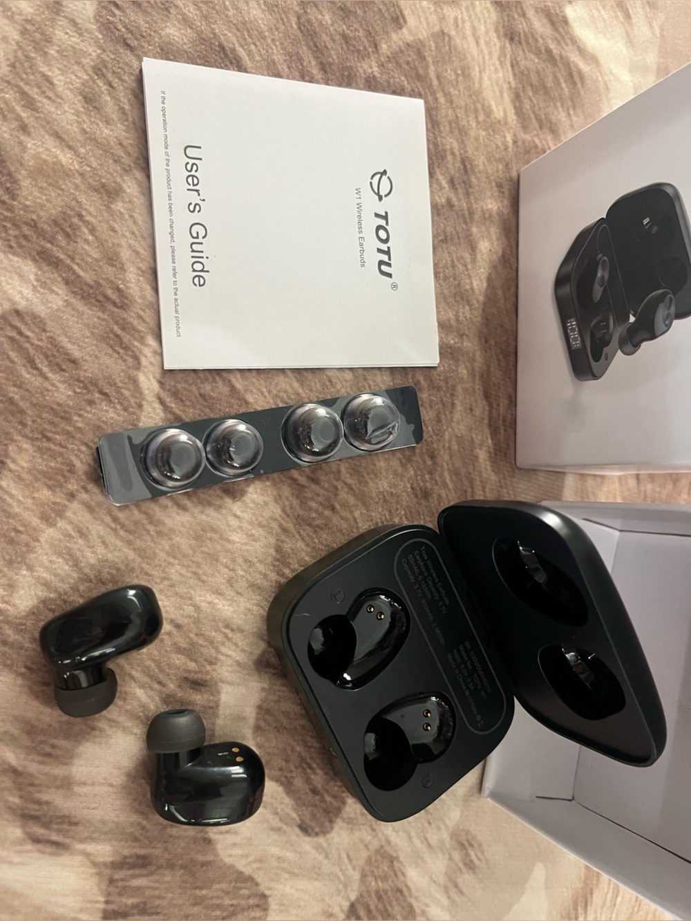 Black True Wireless Bluetooth Earbuds with Charging Case